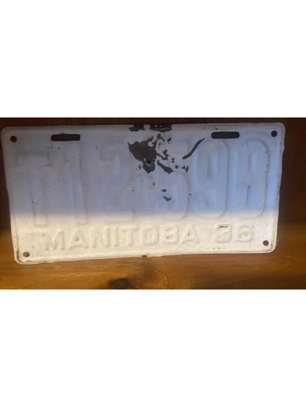 Manitoba 1936 Canadian License Plate Painted T12 598 MB Expired Antique Sign